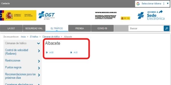 Cómo consultar las Cámaras de tráfico DGT para ver el estado de carreteras y el tráfico de los coches 16 carreteras por provincia